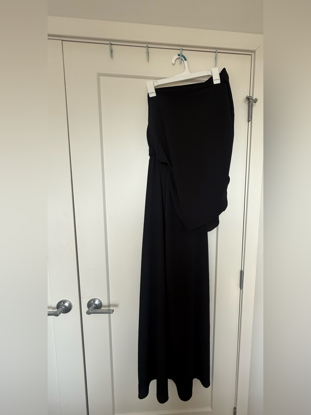 Black One Shoulder Draped Maxi Dress